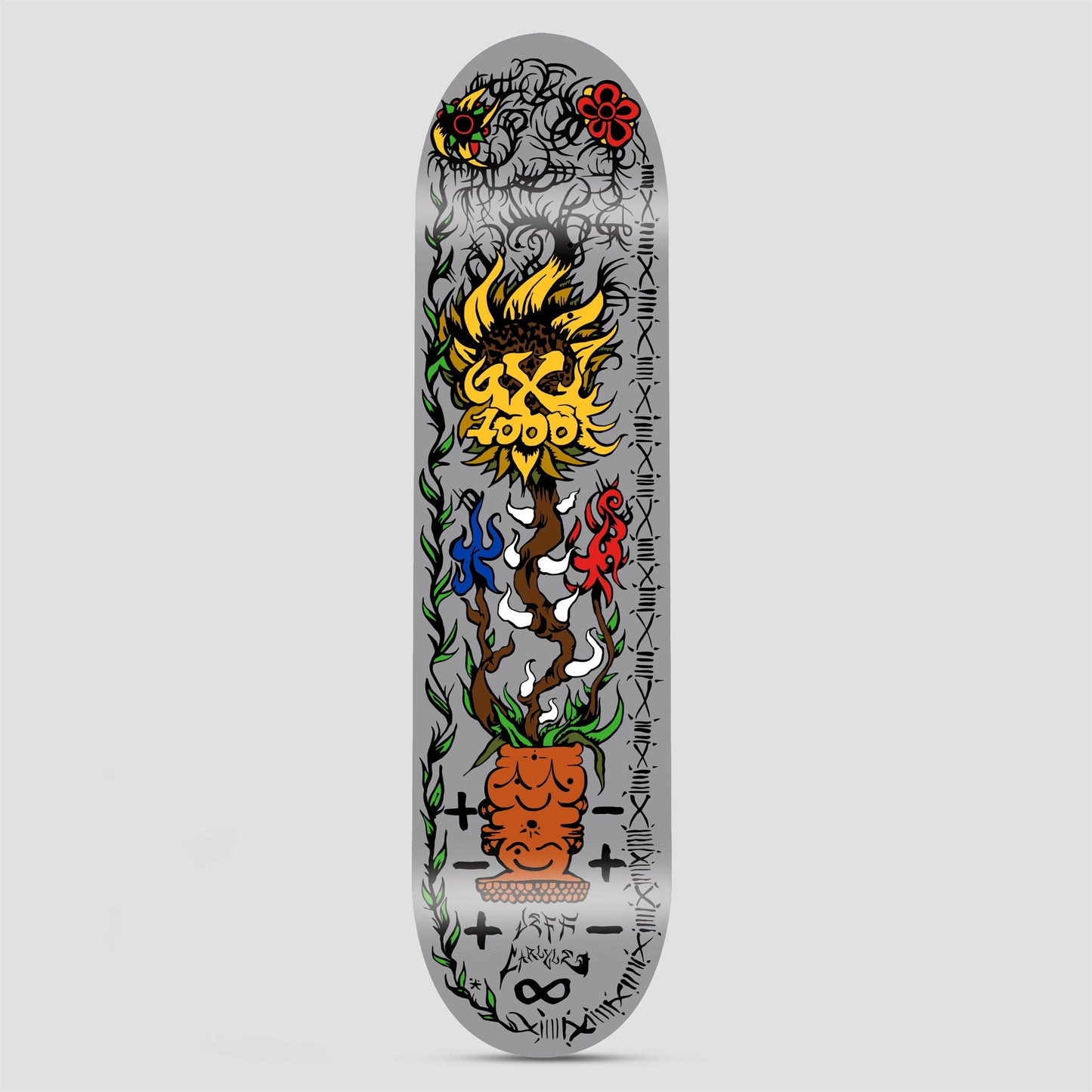 GX1000 8.125 Pot Plot Carlyle Skateboard Deck Grey