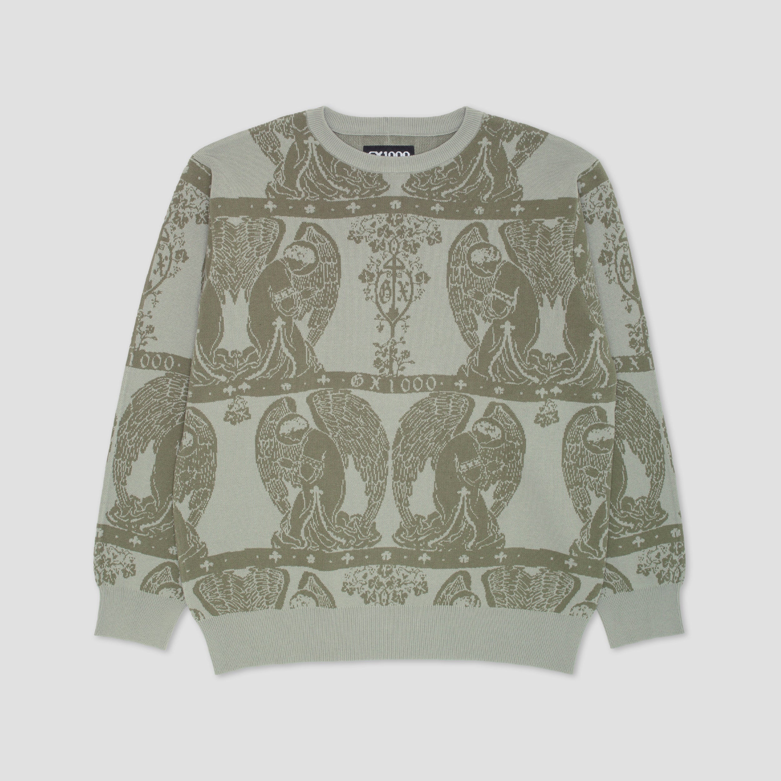 GX1000 Jacquard Knit Angel Sweater Grey / Green