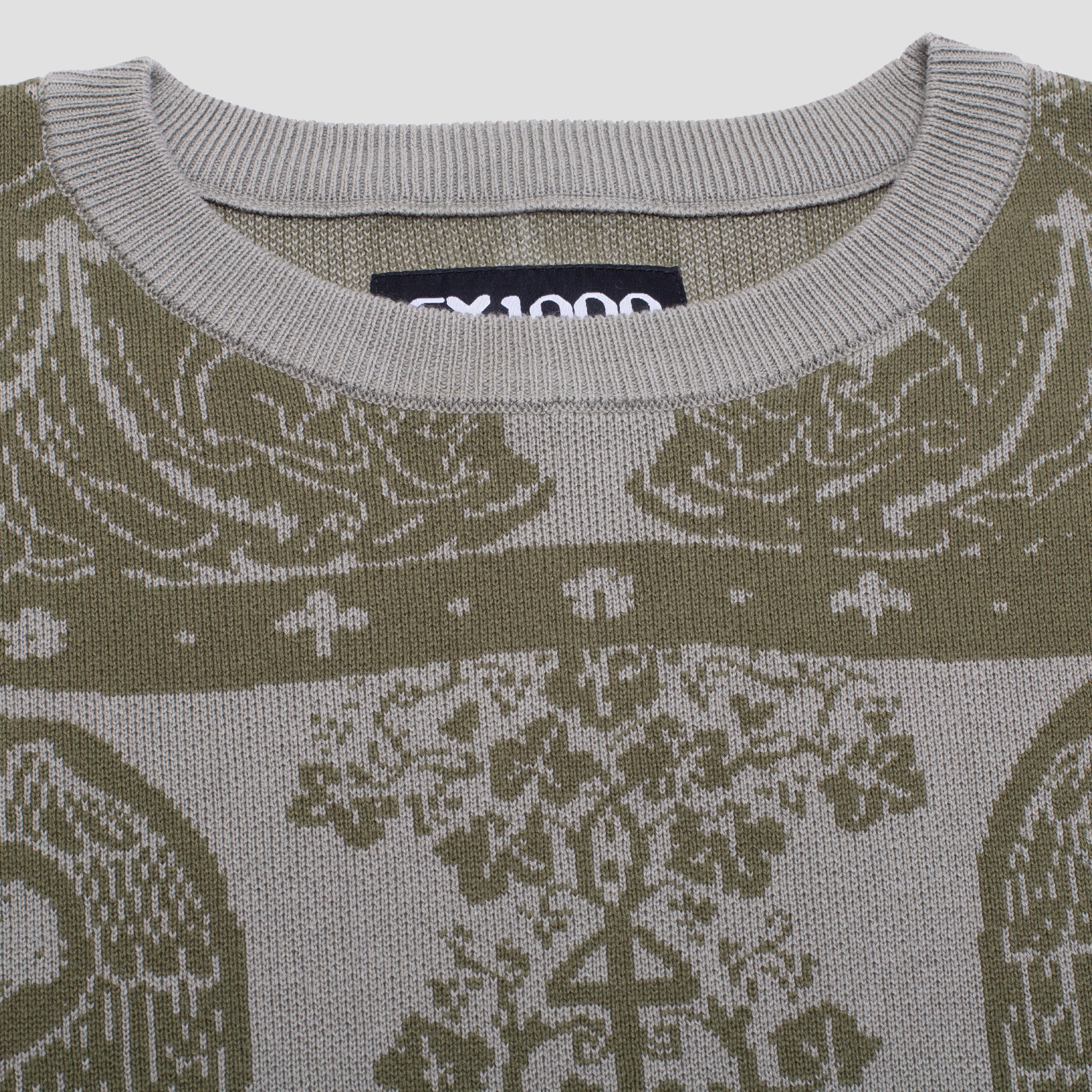 GX1000 Jacquard Knit Angel Sweater Grey / Green