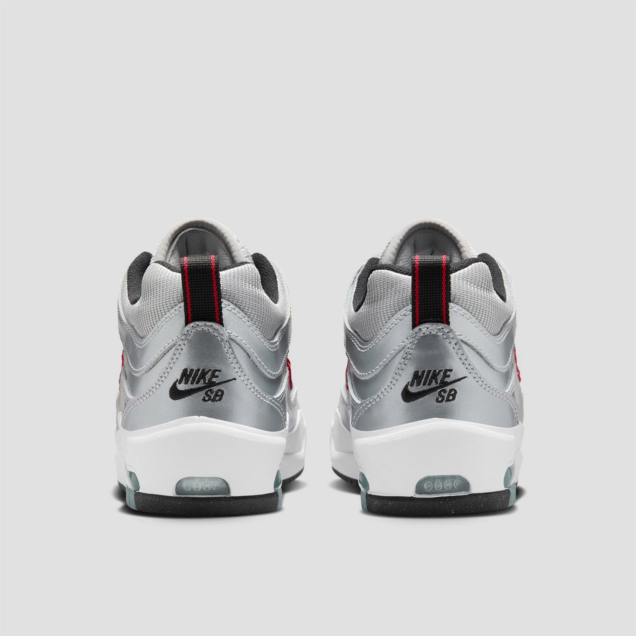 Nike SB Air Max Ishod Premium Skate Shoes Metallic Silver / Varsity Red