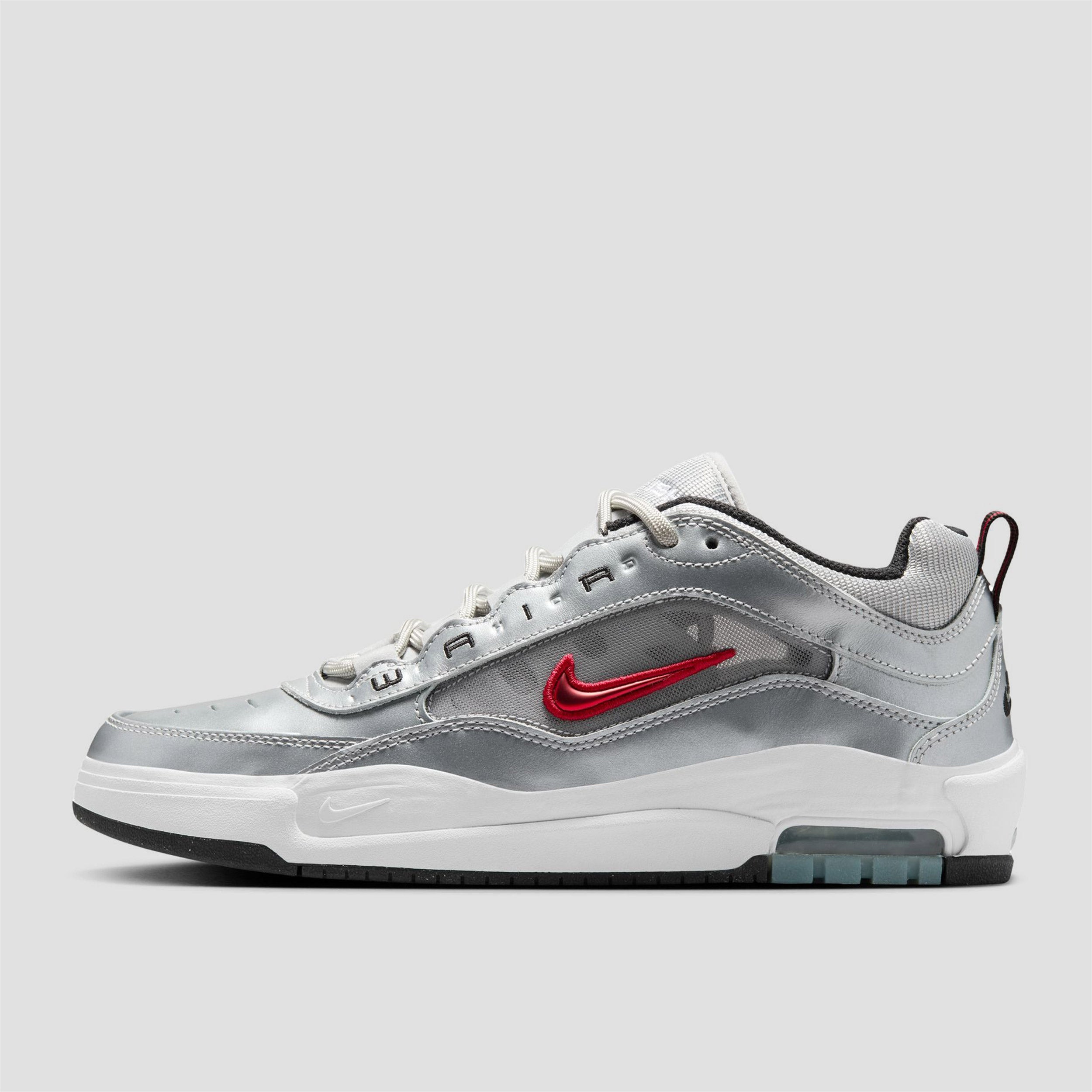 Nike SB Air Max Ishod Premium Skate Shoes Metallic Silver / Varsity Red