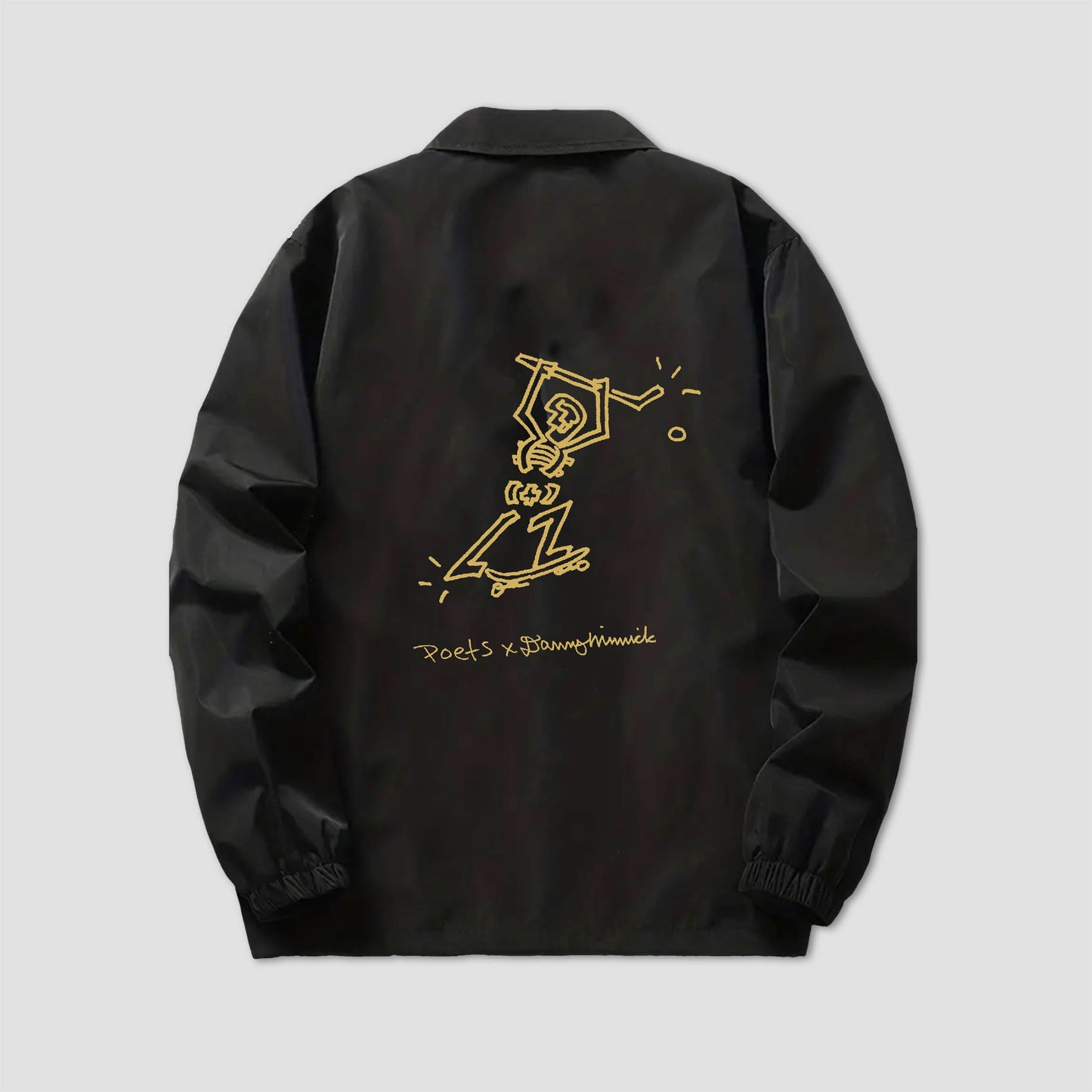 Poets X Danny Minnick Coaches Jacket Black With Gold Print