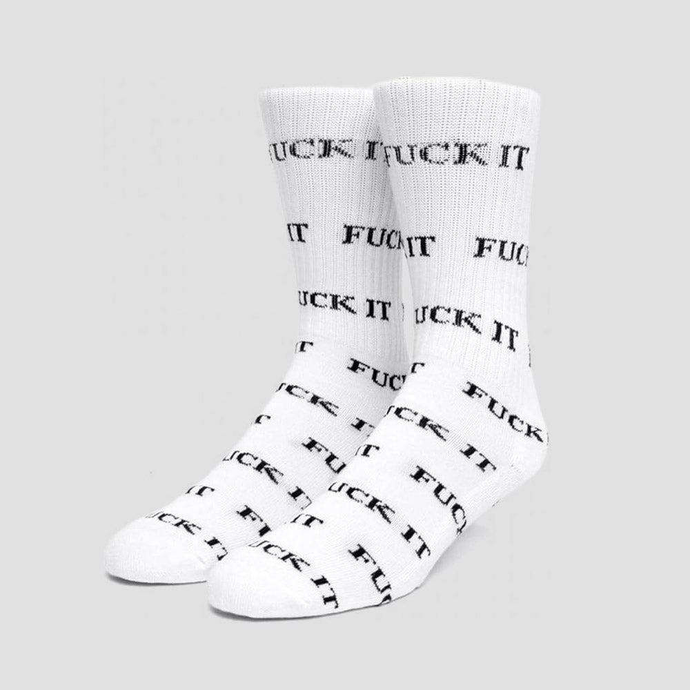 HUF Fuck It Crew Sock White