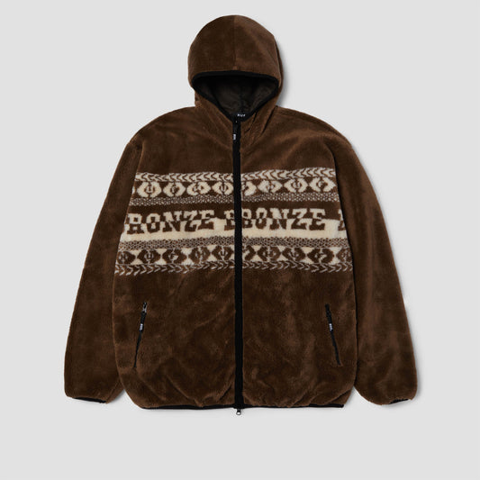 HUF X Bronze High Pile Full Zip Fleece Brown