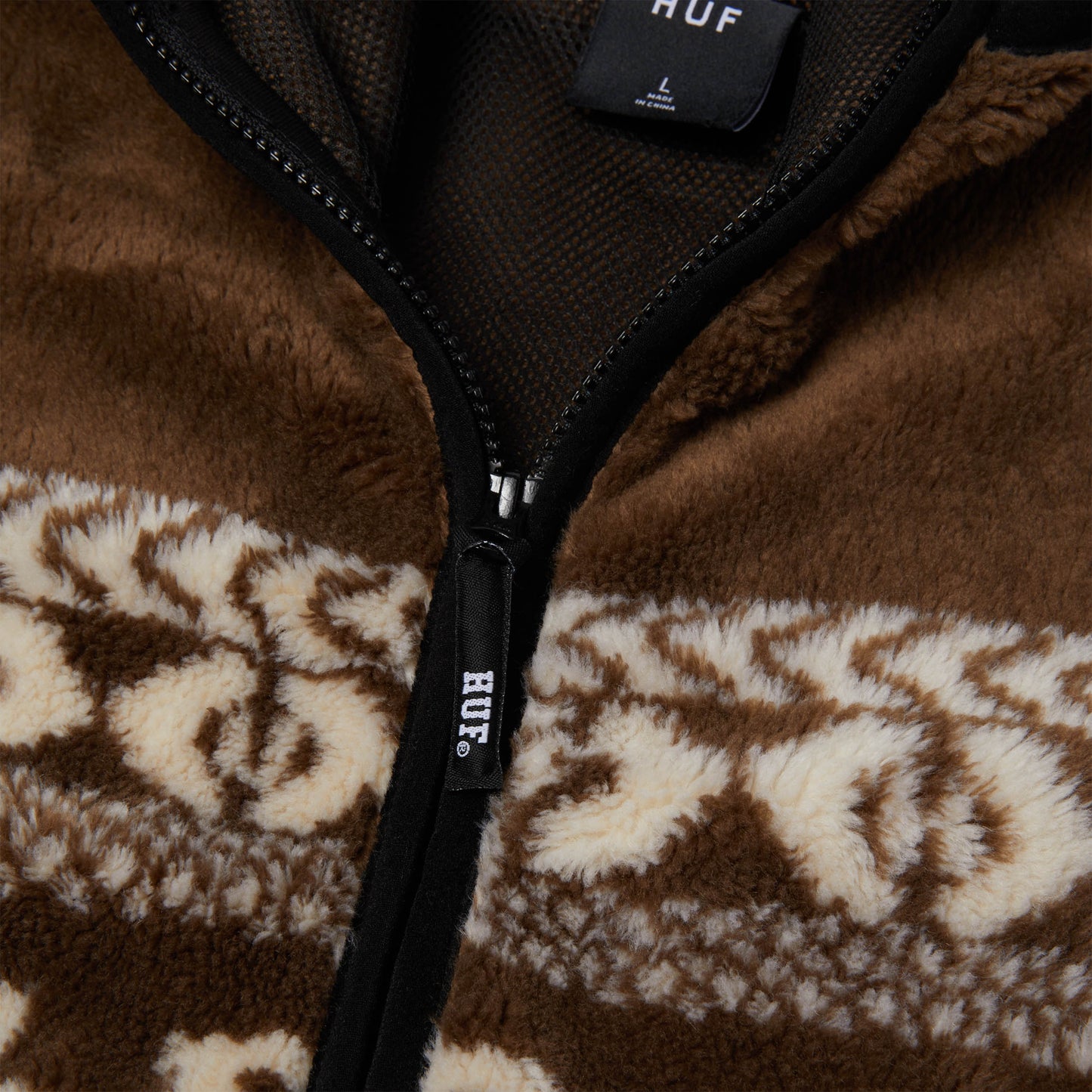 HUF X Bronze High Pile Full Zip Fleece Brown