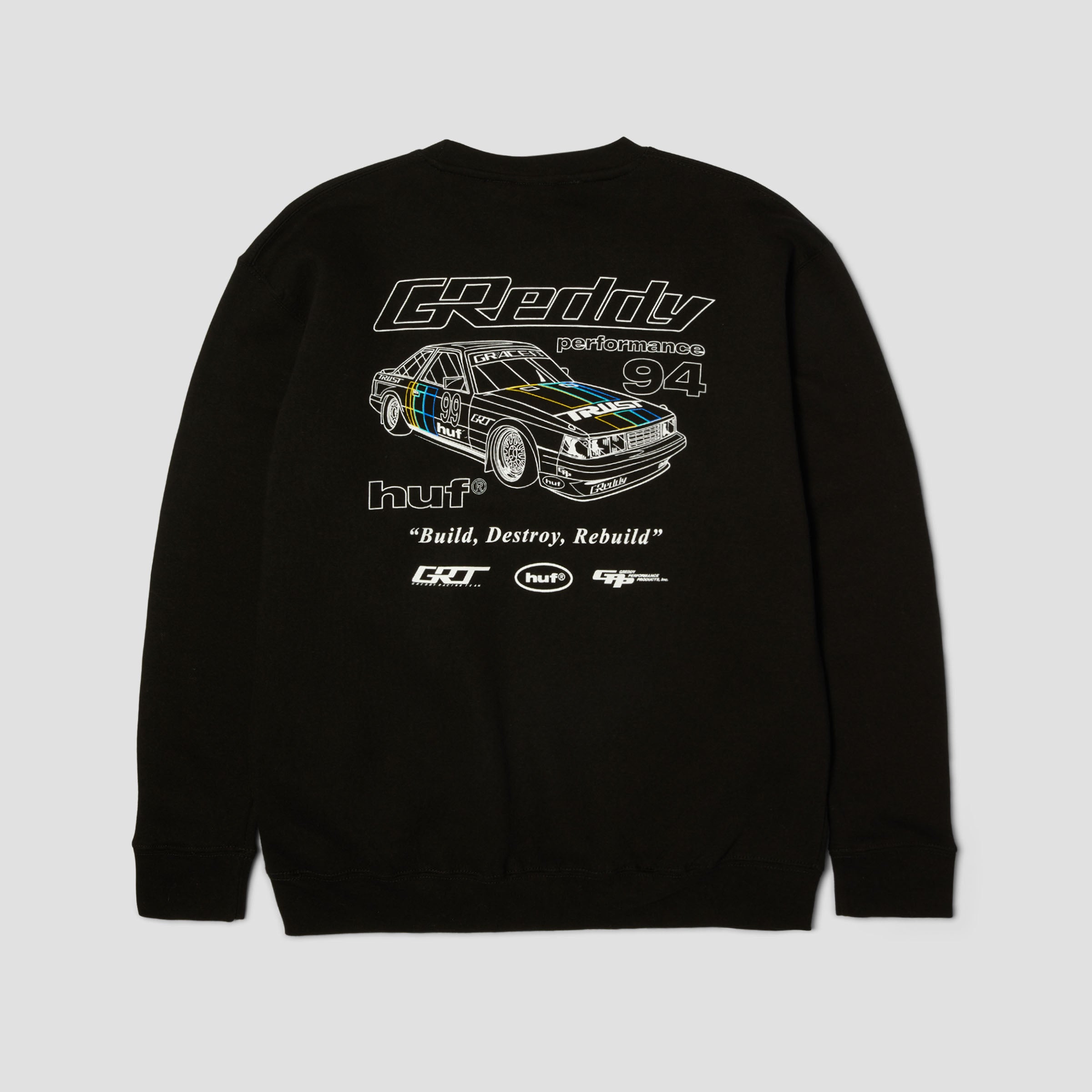 HUF x GReddy Retro Mod Crew Black