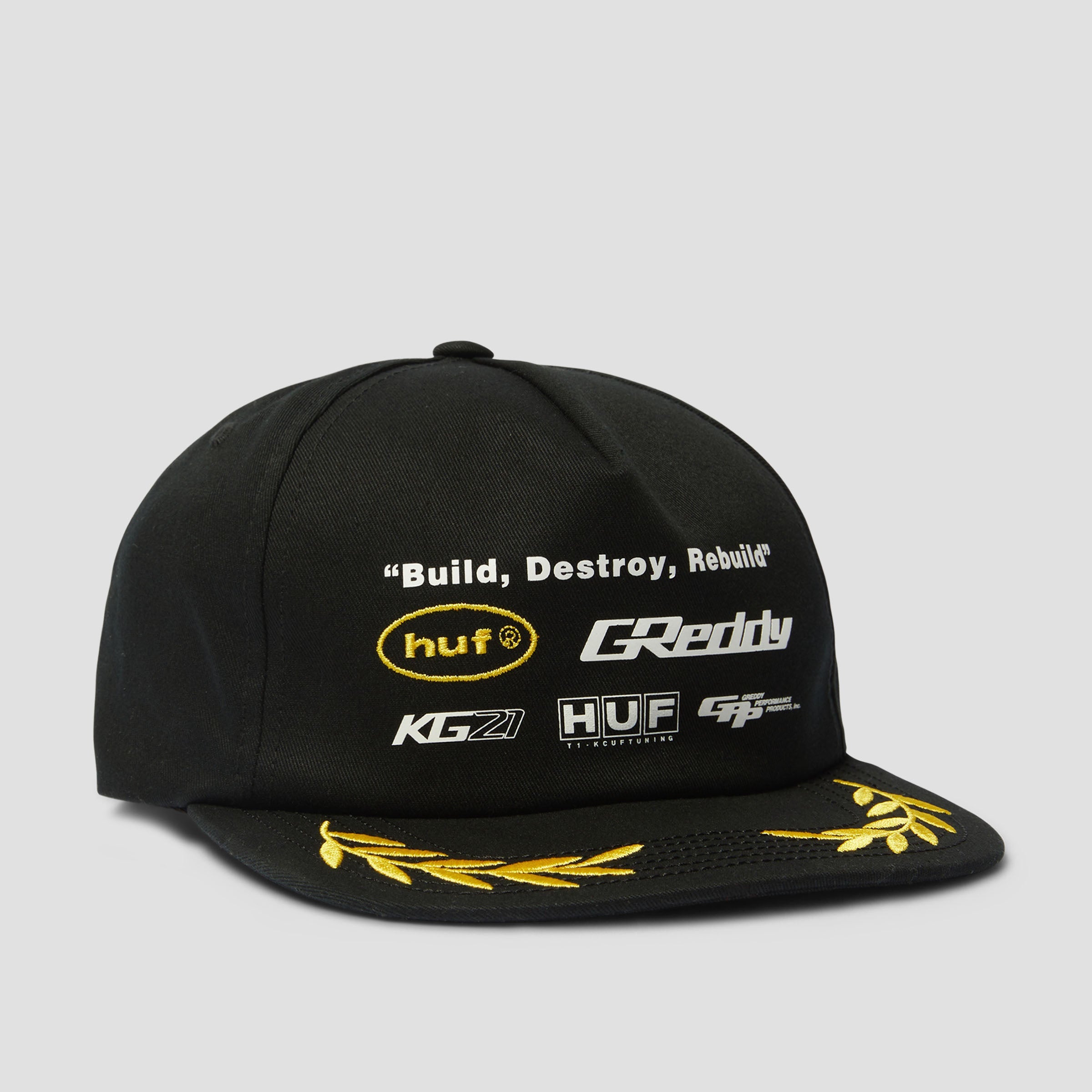 HUF x GReddy Team Snapback Black