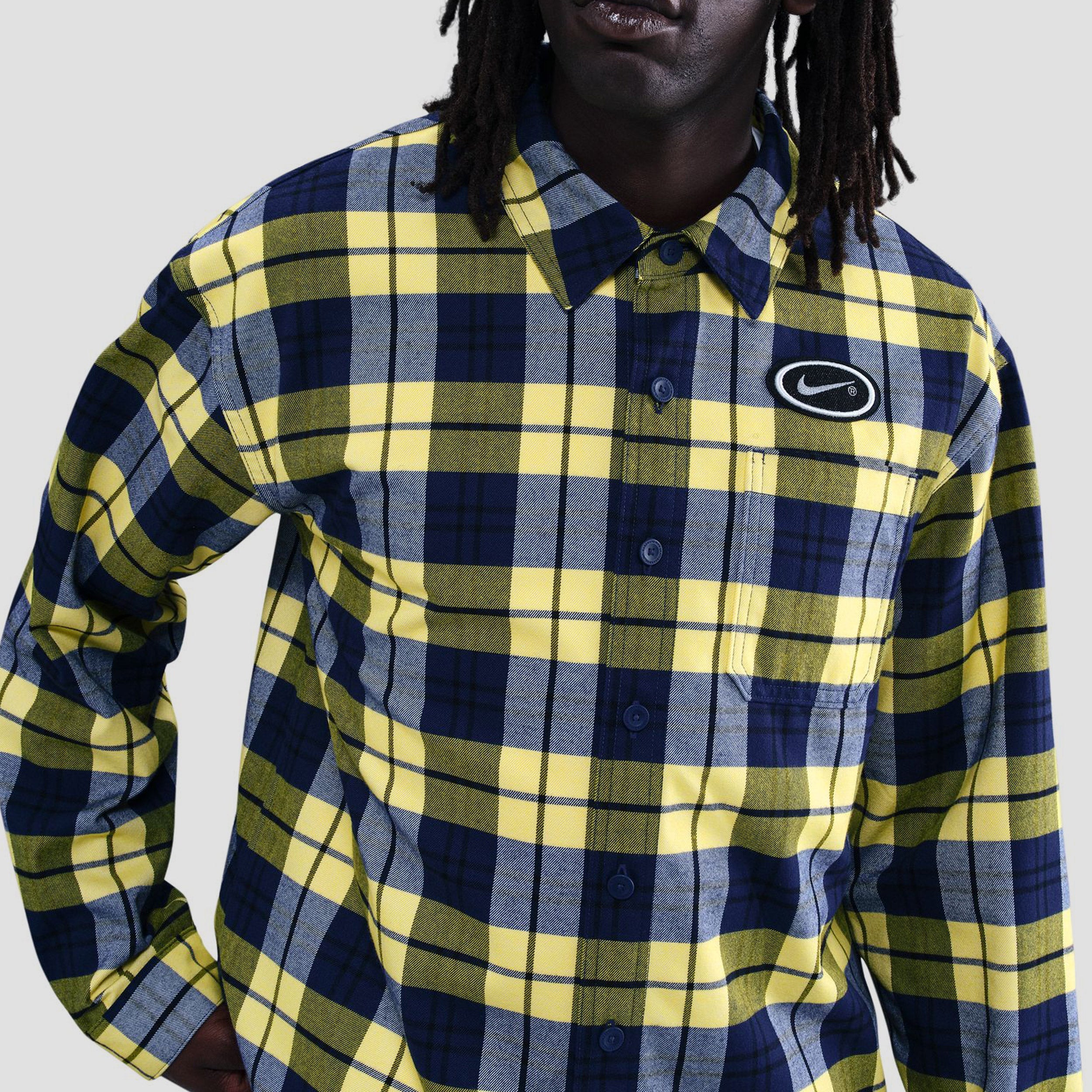 Nike SB Longsleeve Flannel Shirt Midnight Navy / Speed Yellow