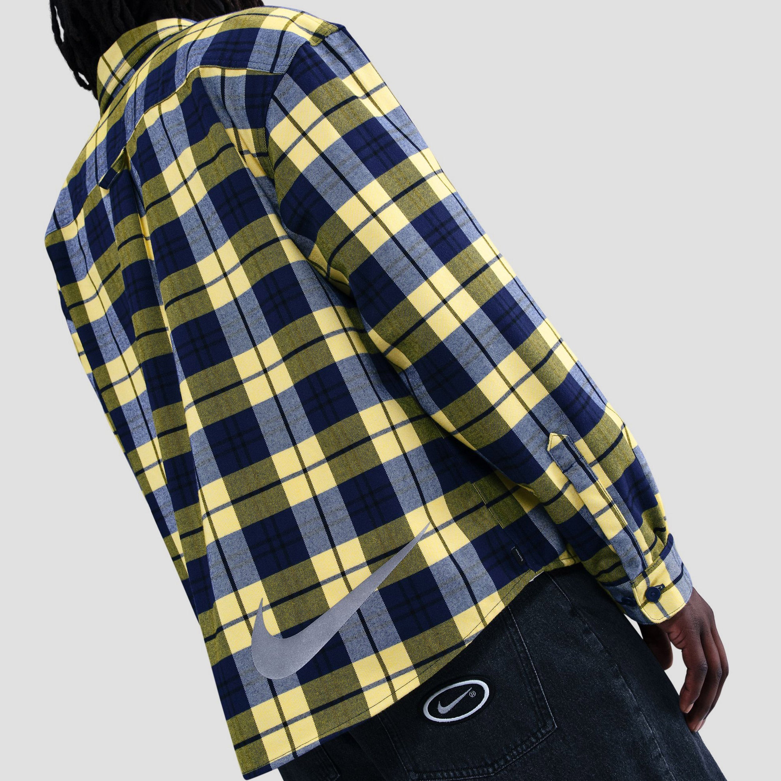 Nike SB Longsleeve Flannel Shirt Midnight Navy / Speed Yellow
