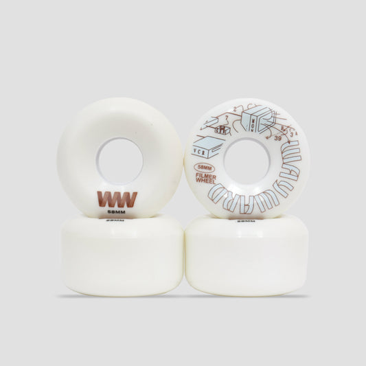 Wayward 58mm 80b Filmer Skateboard Wheels White / Brown / Blue