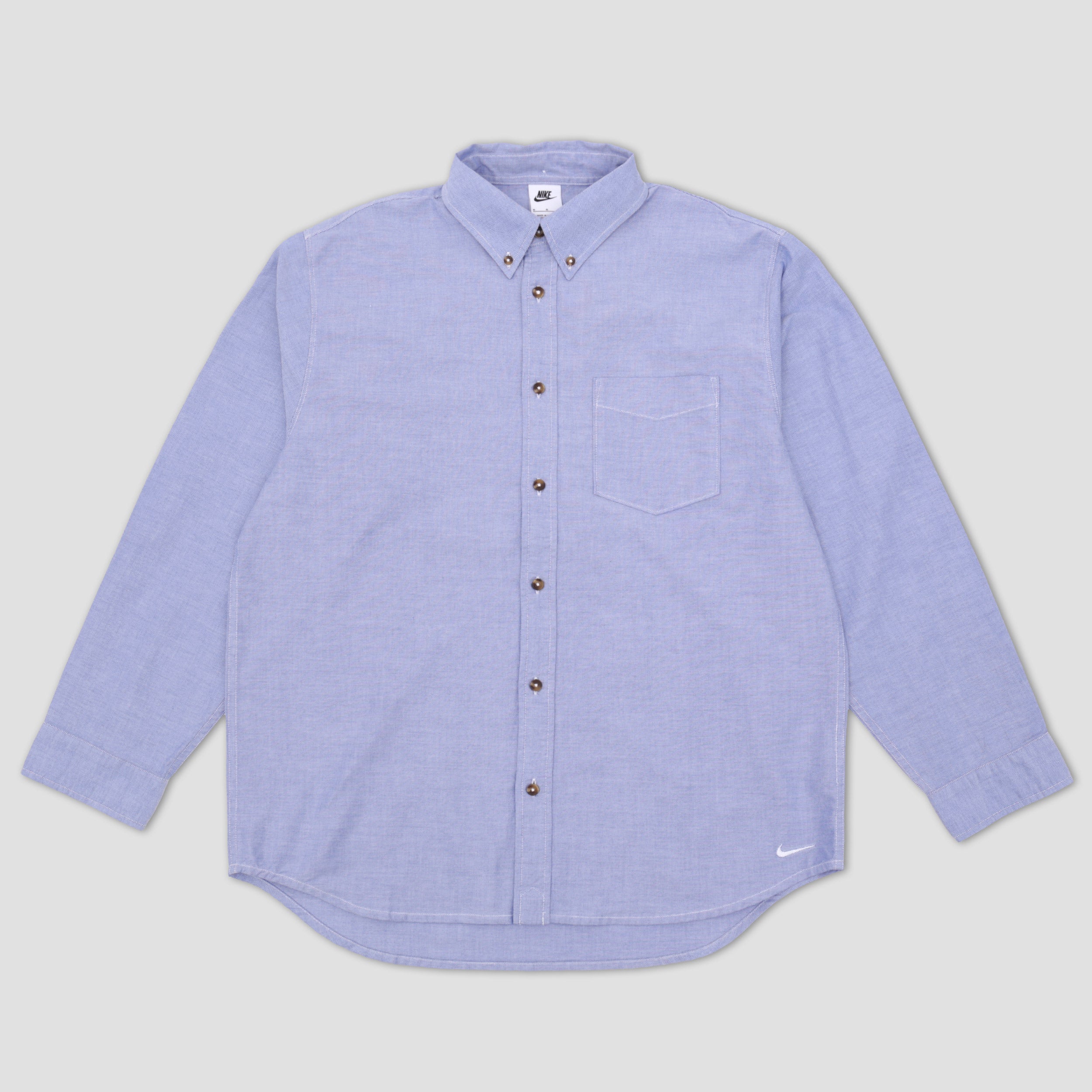 Nike SB Life Longsleeve Oxford Button Down Shirt White / Game Royal / Football Grey