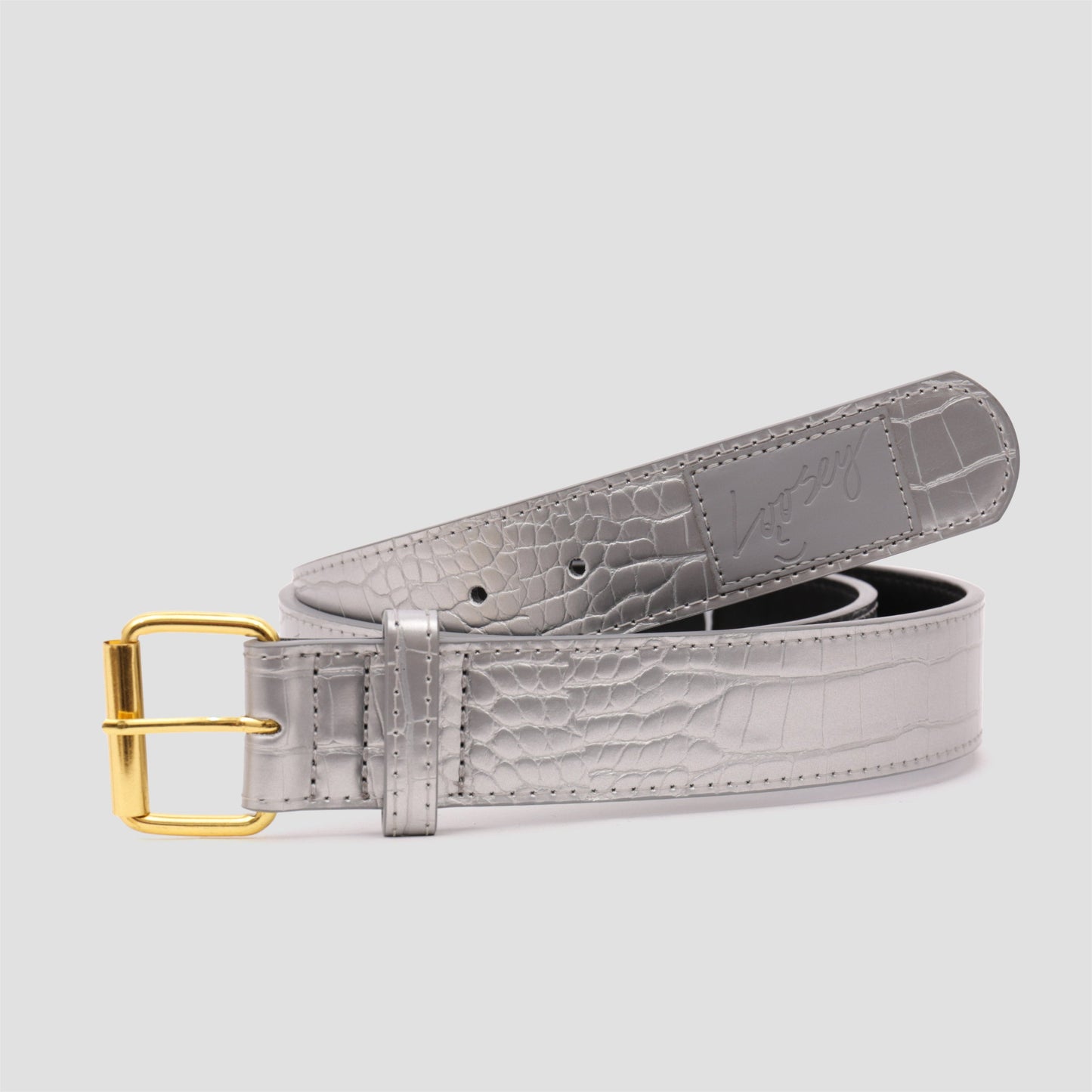 Loosey Croc Skin Belt Silver