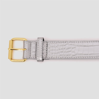 Loosey Croc Skin Belt Silver