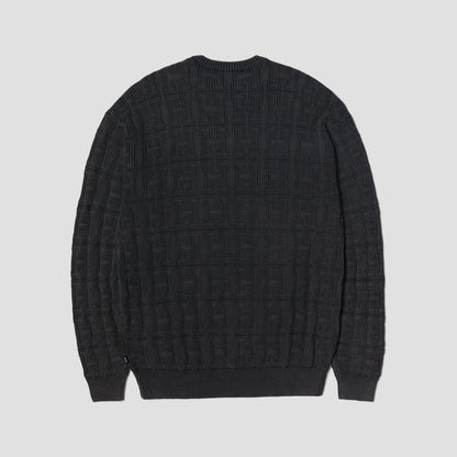 HUF Interlaced Jacquard Overdyed Crew Black