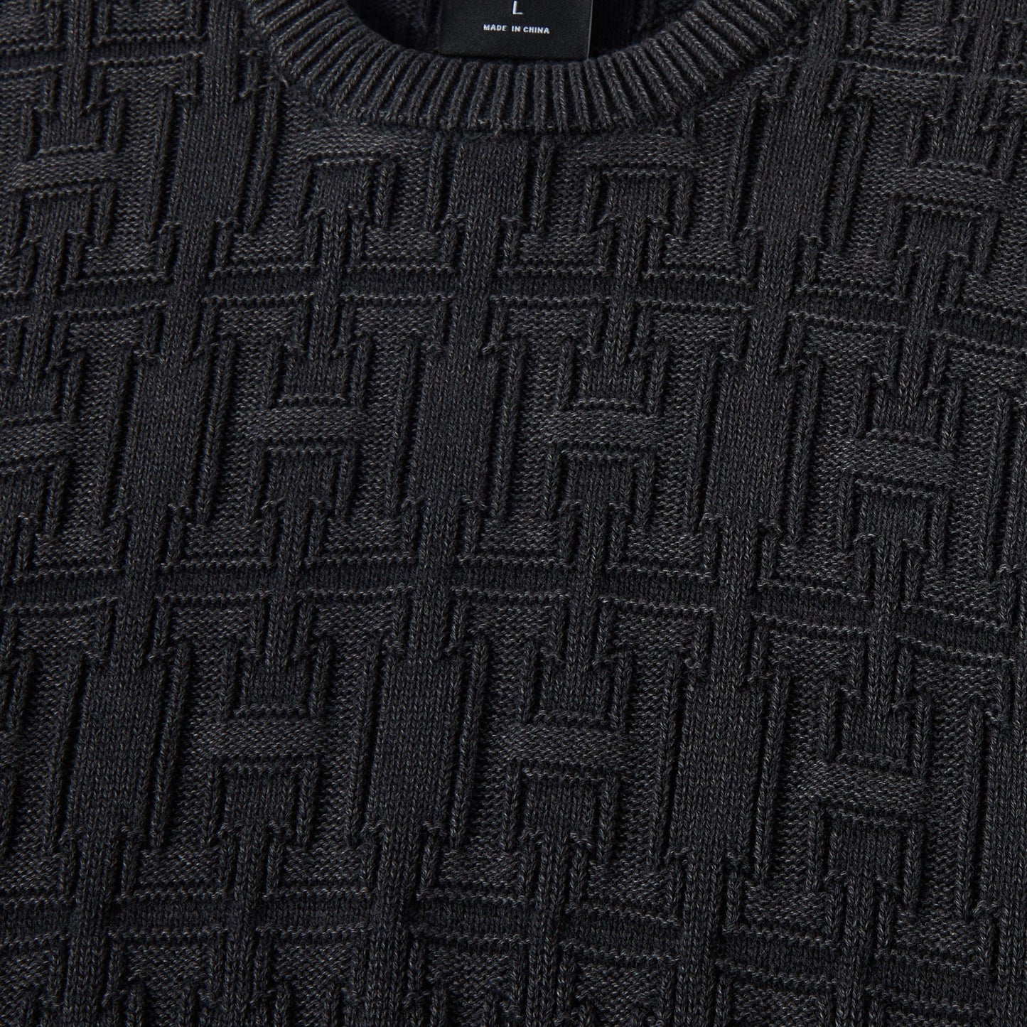 HUF Interlaced Jacquard Overdyed Crew Black