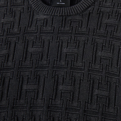 HUF Interlaced Jacquard Overdyed Crew Black