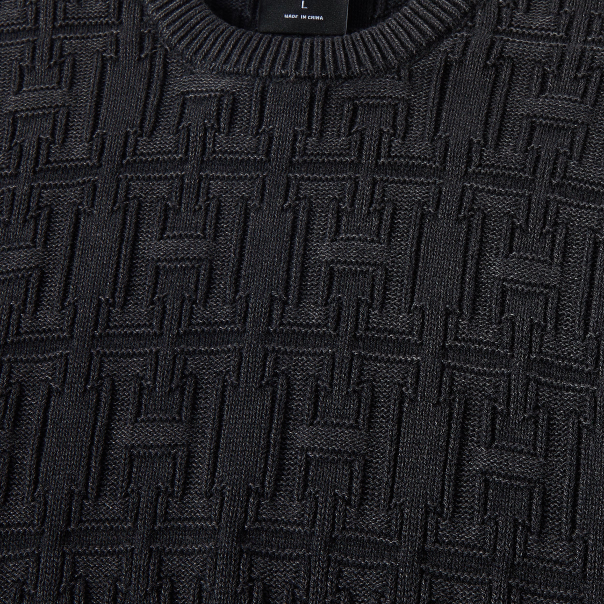 HUF Interlaced Jacquard Overdyed Crew Black