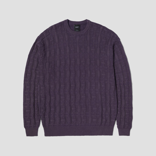 HUF Interlaced Jacquard Overdyed Crew Raisin