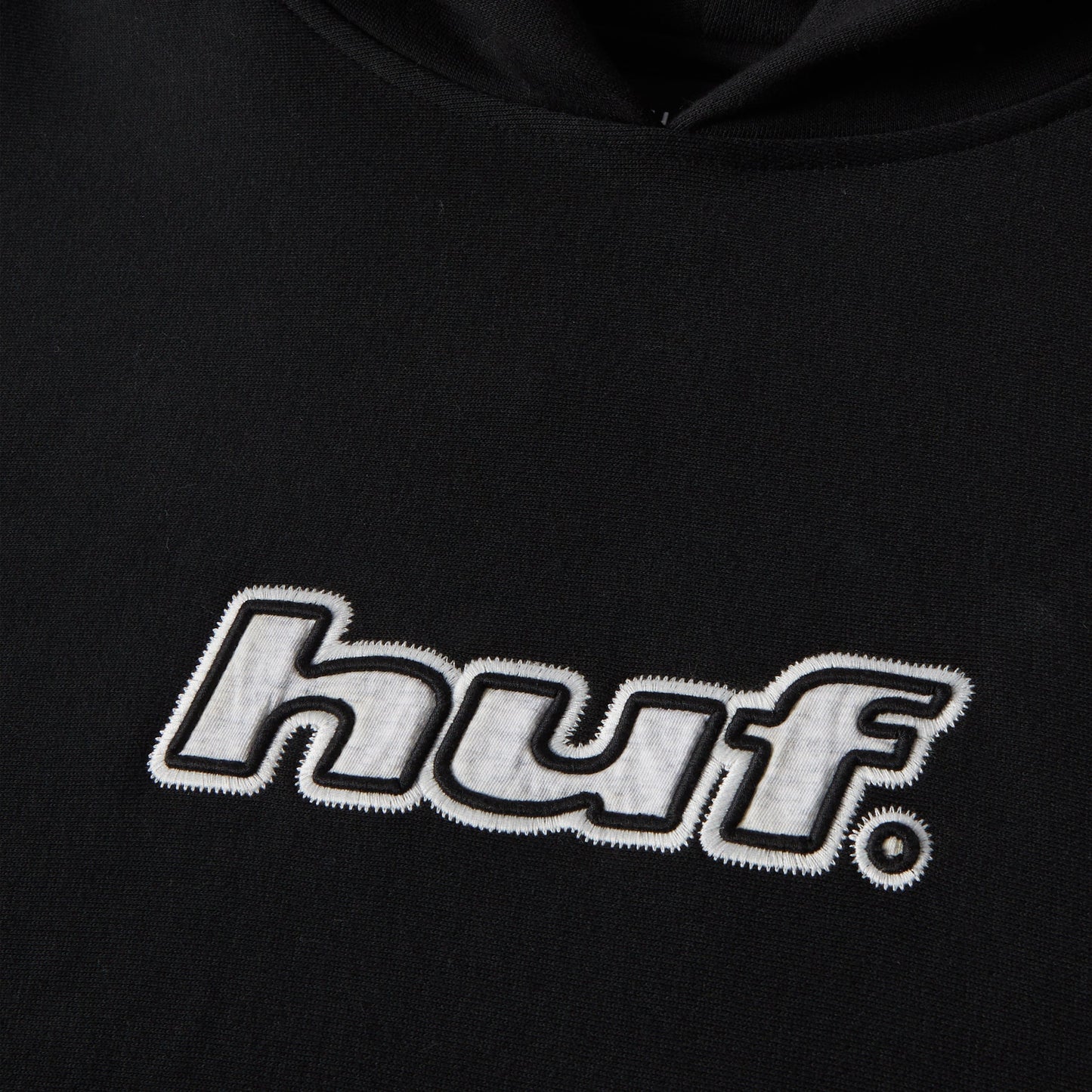 HUF Logo Applique Hooded Fleece Black