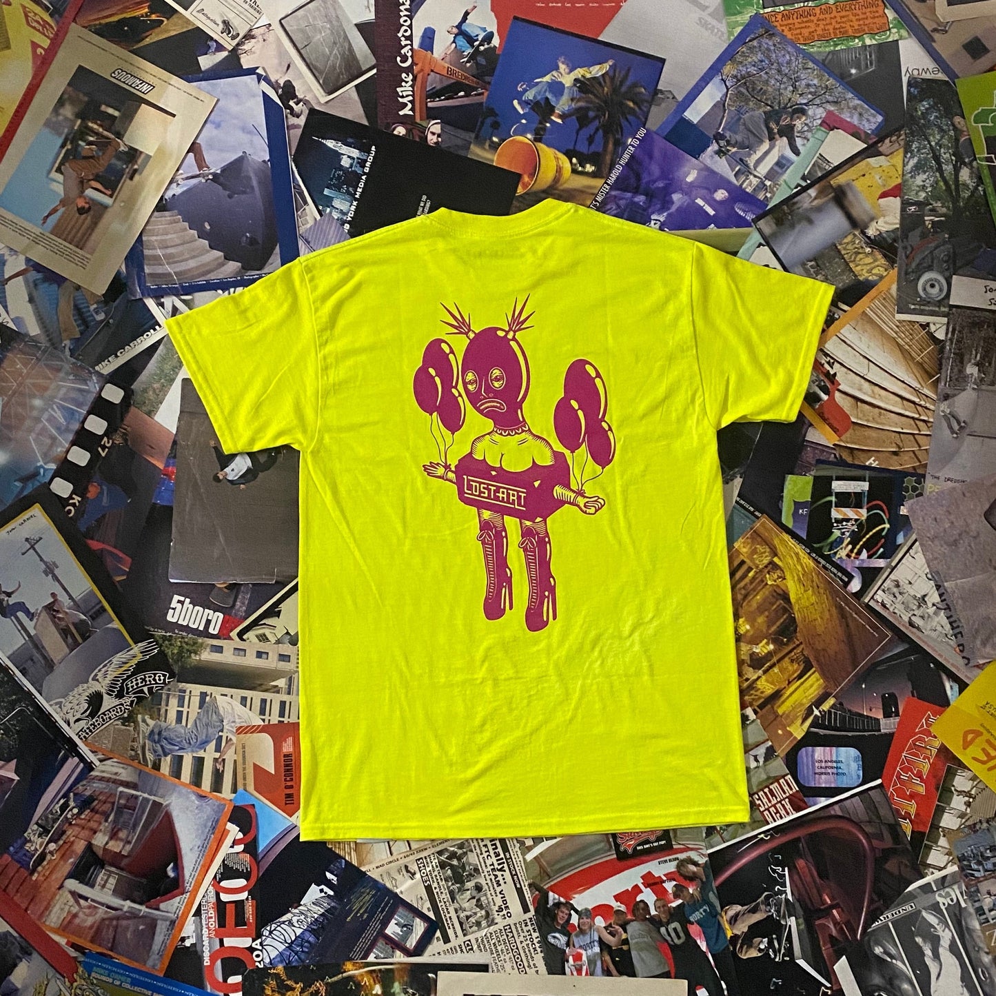 Lost Art - Mia Balloon Tee - Safety Yellow / Black / Pink