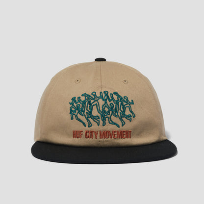 HUF Movement 6 Panel Snapback Cap Brown