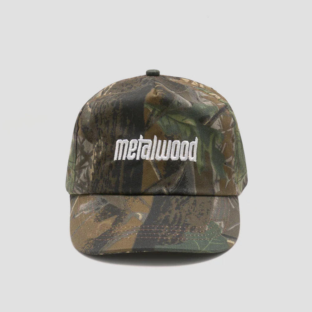 Metalwood Metal Logo 5 Panel Hat Real Leaf Camo