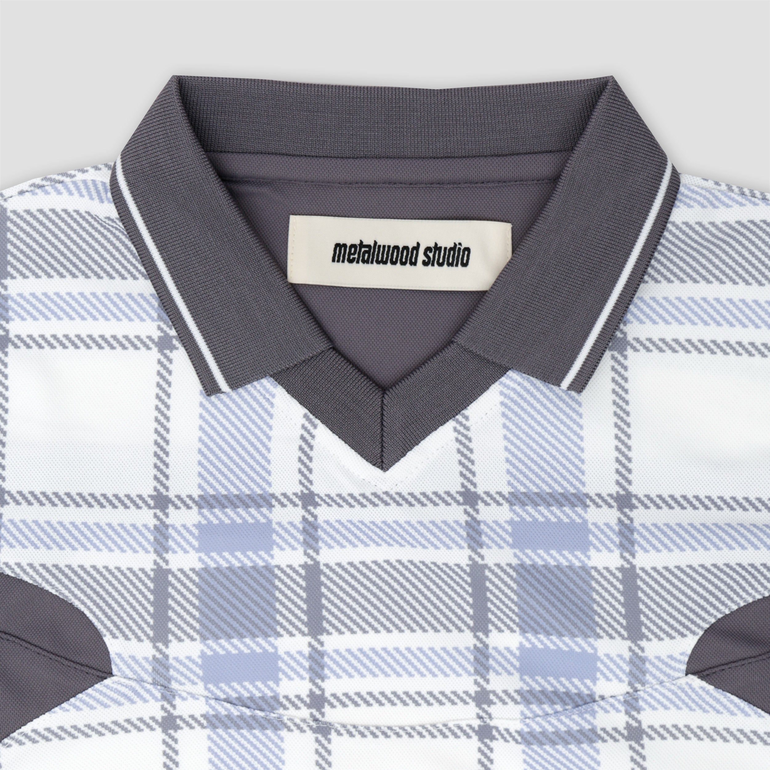 Metalwood Paneled 3/4 Sleeve Polo Ice