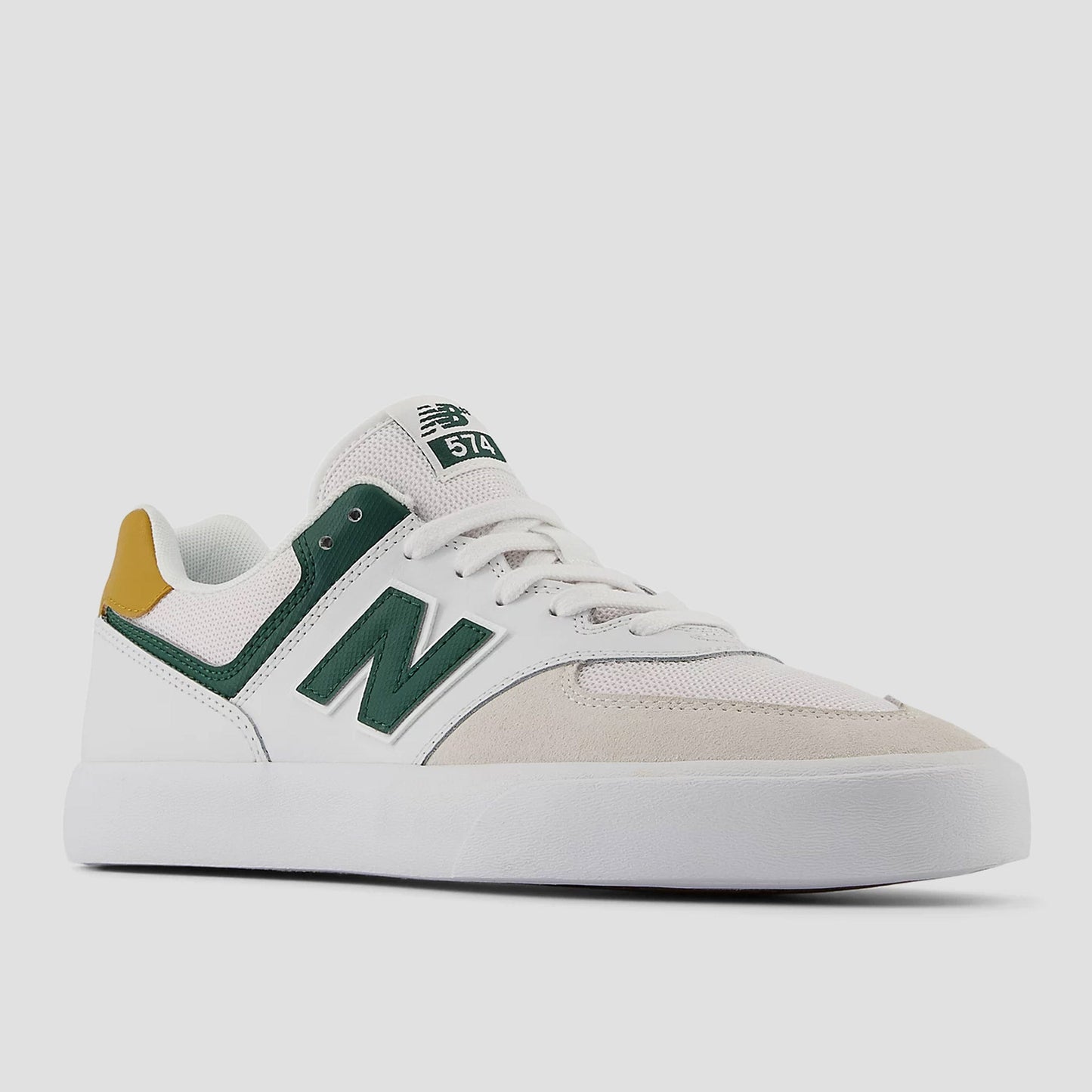 New Balance 574 Skate Shoes White / Nightwatch Green