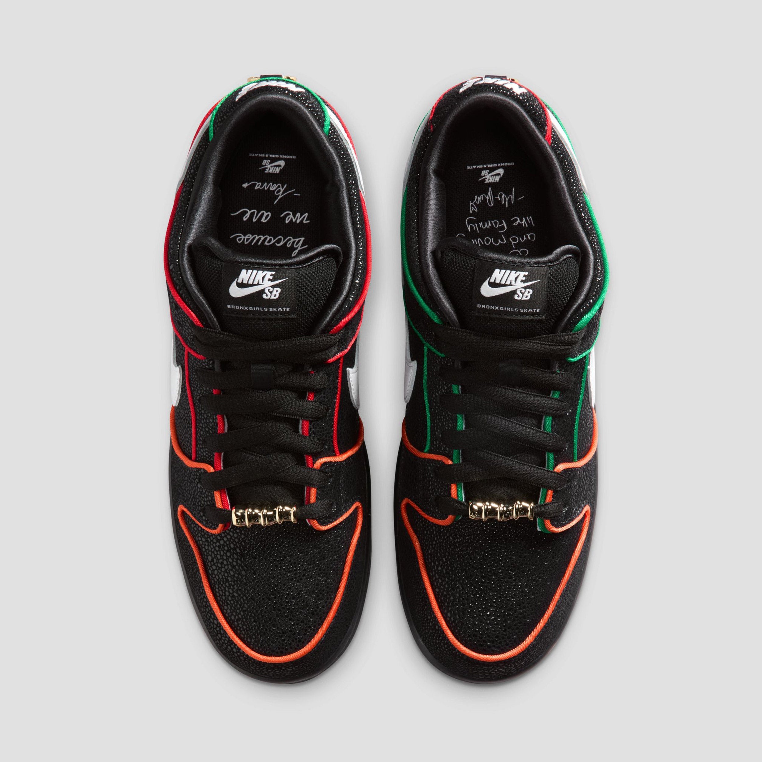 Nike SB Bronx Girls Dunk Low Pro Skate Shoes Black / White / Challenge Red / Total Orange