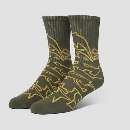 HUF Outlines Crew Sock Olive