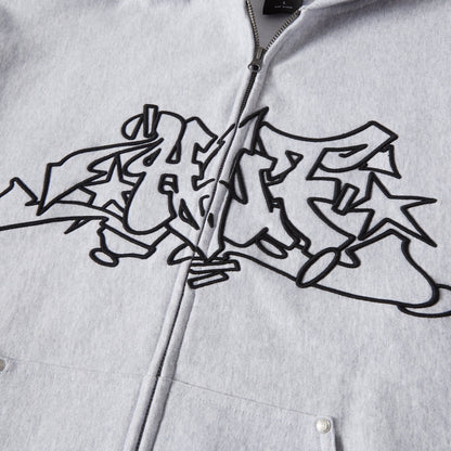 HUF Outlines Heavy Weight Full Zip Fleece Heather Grey