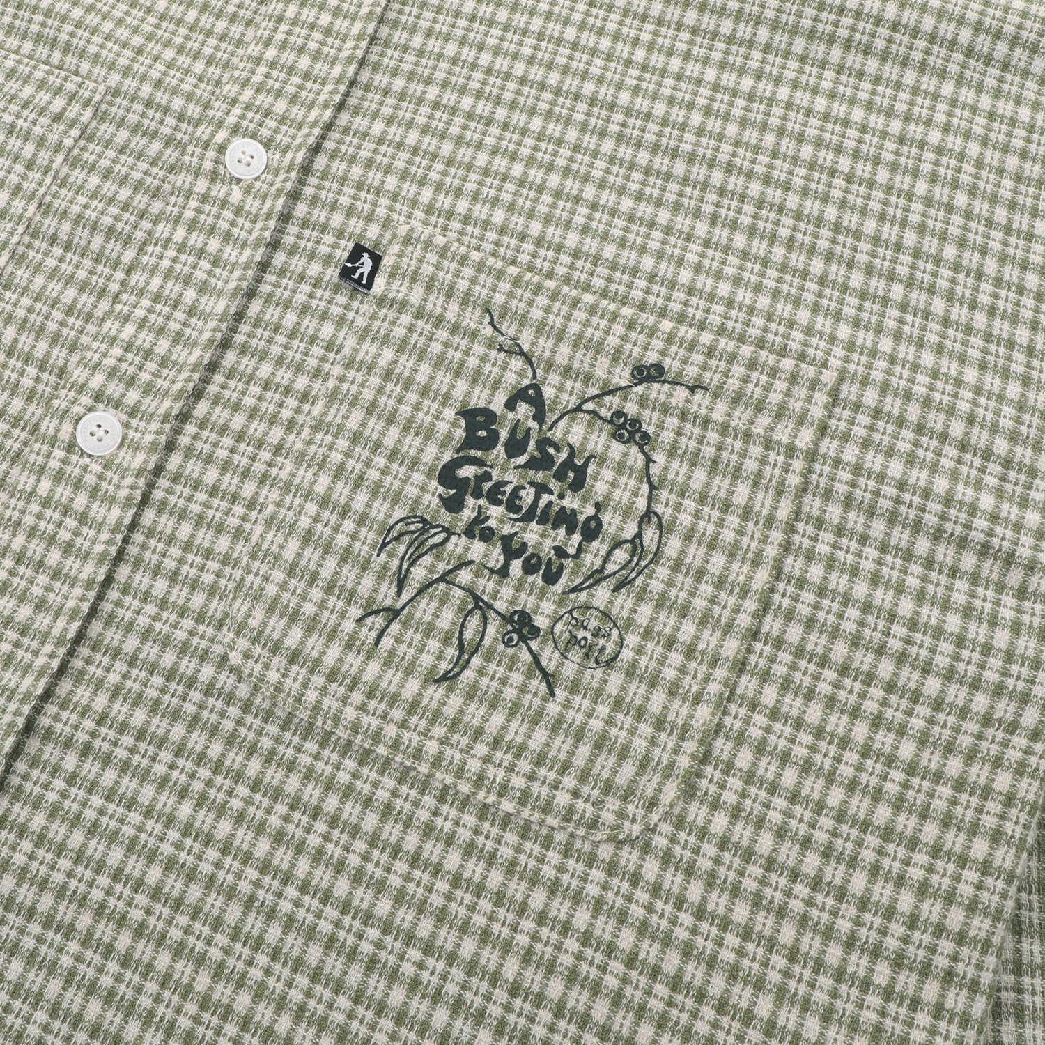 Passport Bush Greeting Workers Check Longsleeve Shirt Moss Green