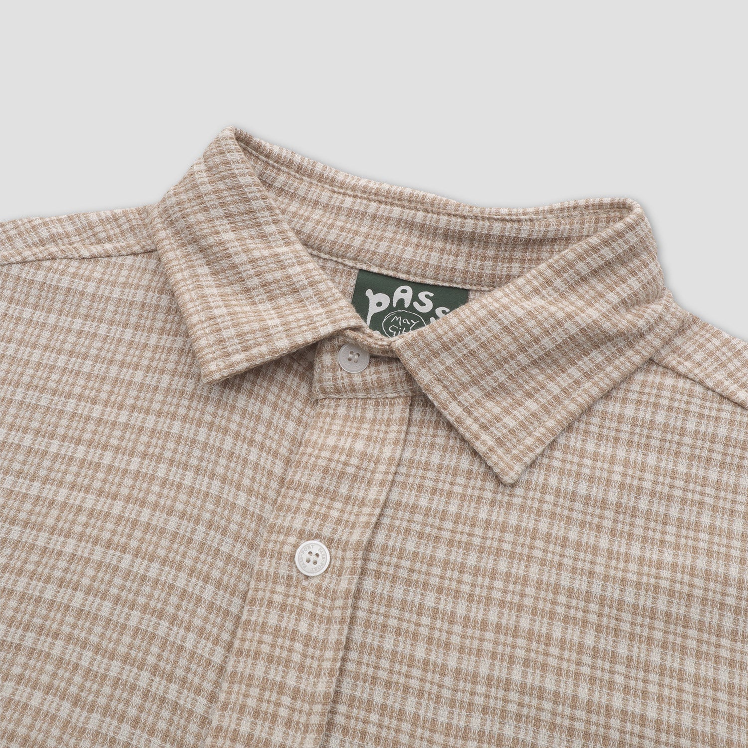 Passport Bush Greeting Workers Check Longsleeve Shirt Tan