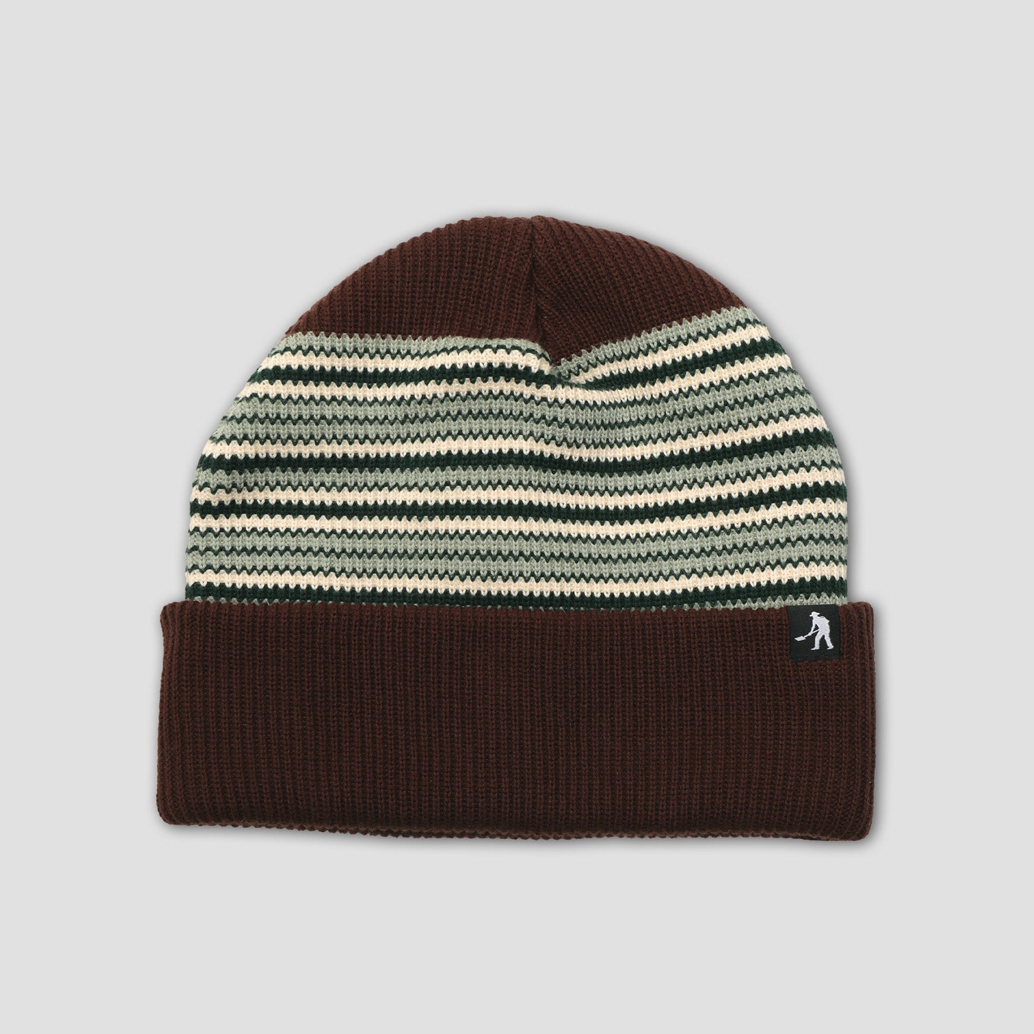 Passport Striped Organic Knit Beanie Choc
