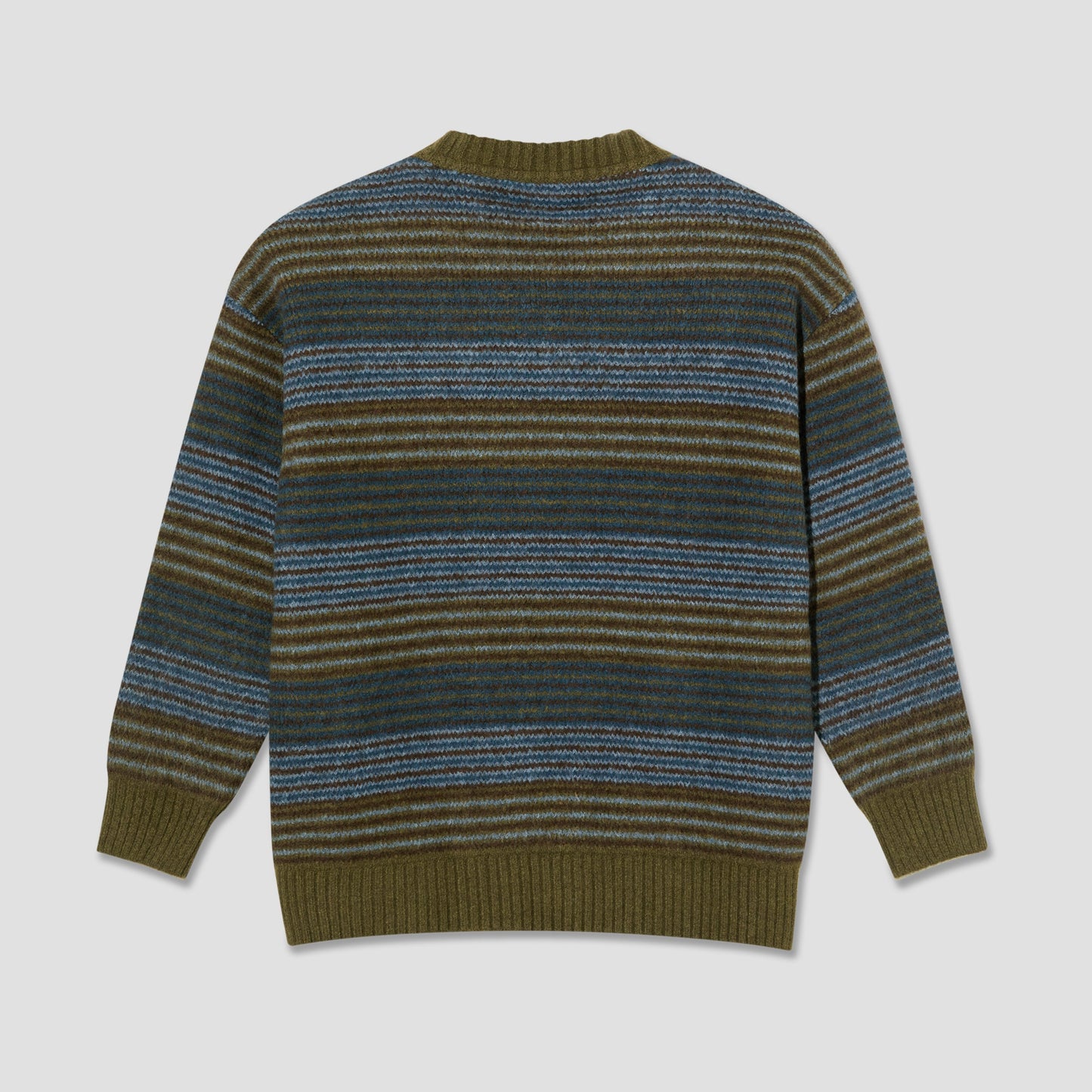 Polar George Sweater Crew Blue Green Stripe