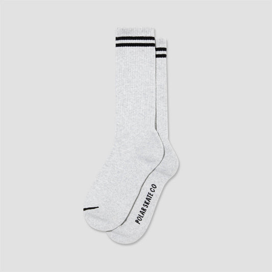 Polar Rib 2 Stripes Long Socks Heather Grey / Black