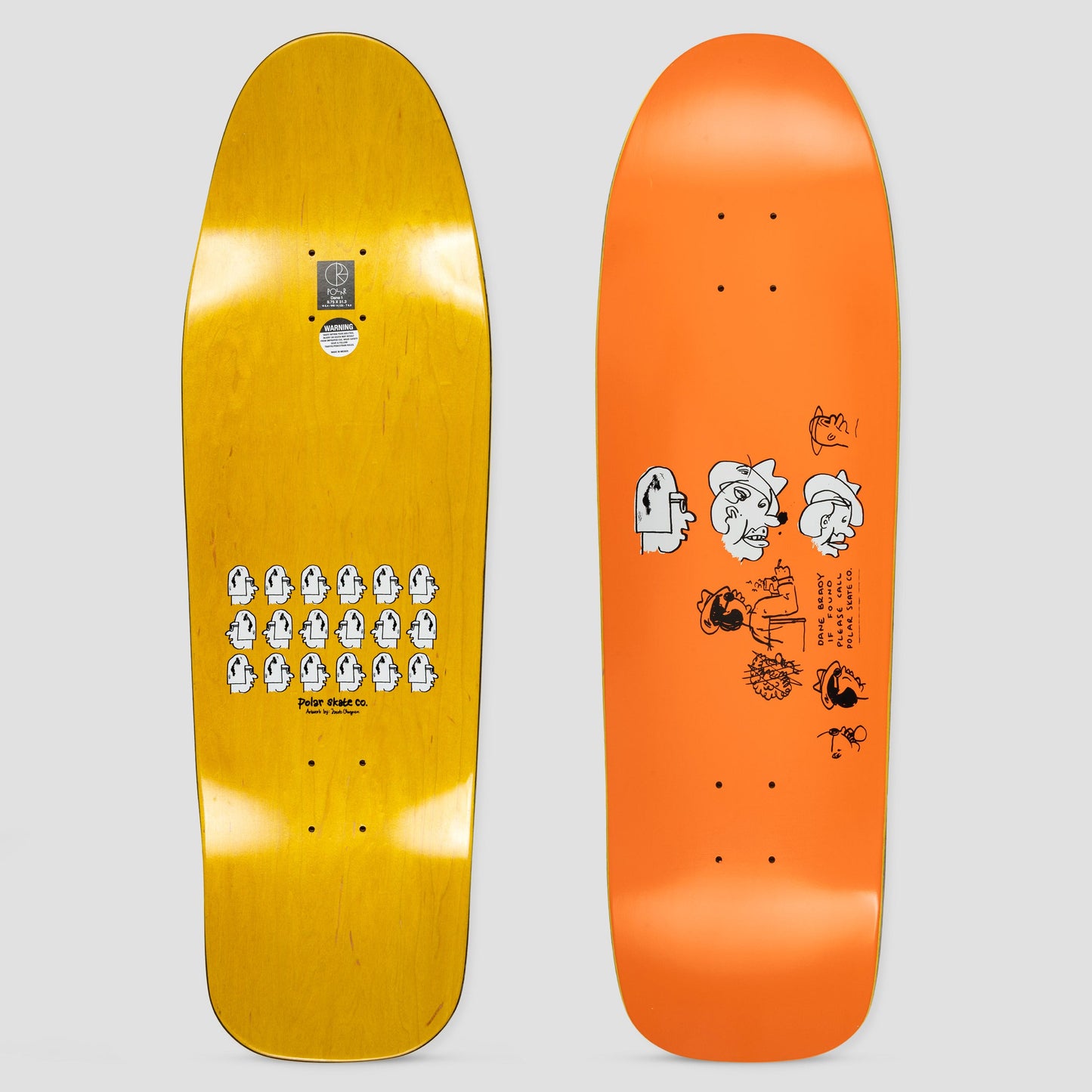 Polar 9.75 Dane 1 Shape Dane Brady Mia Skateboard Deck Orange