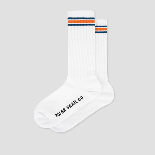 Polar Skate Co Rib Socks Long Stripe White / Blue / Orange