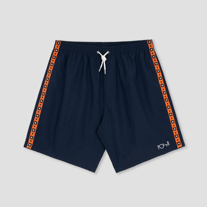 Polar Skate Co Swim Shorts Square Stripe Navy / Orange