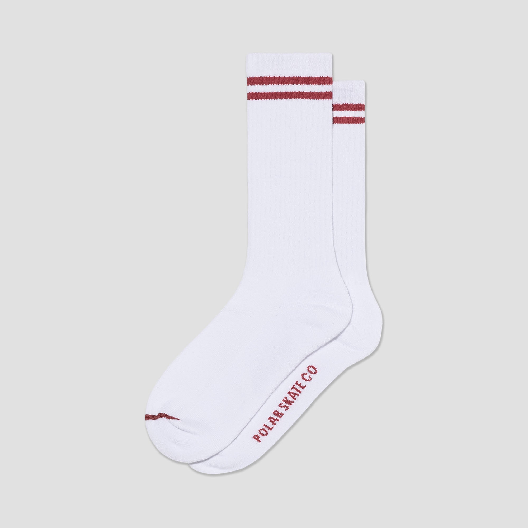 Polar Rib Long 2 Stripes Socks White / Cherry