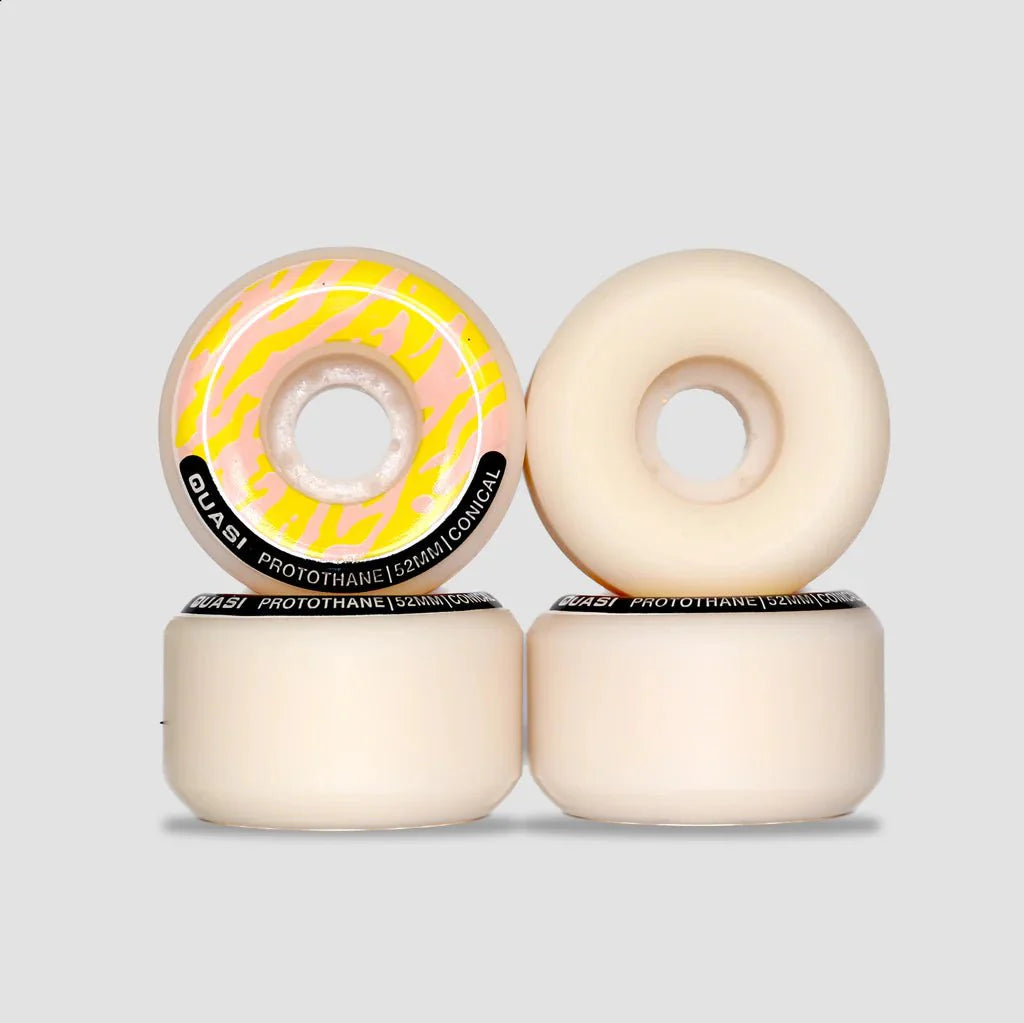 Quasi 52mm P-Thane Conical Skateboard Wheels Yellow / Pink