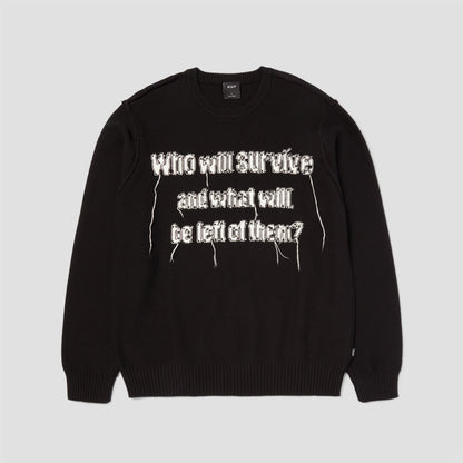 HUF x Texas Chainsaw Massacre Survive Cable Knit Crew Black