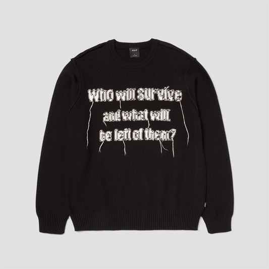 HUF x Texas Chainsaw Massacre Survive Cable Knit Crew Black