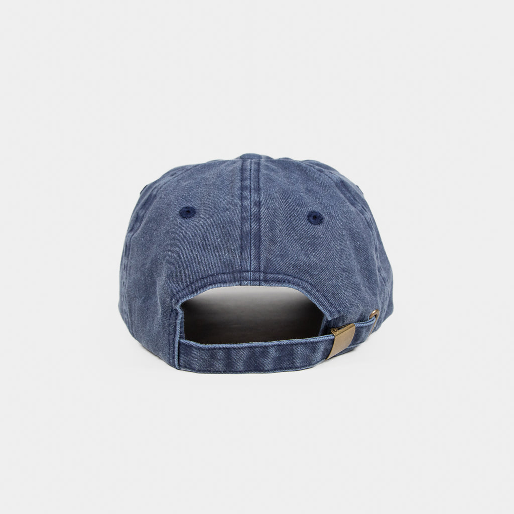 Short Straw Warped Logo Cap - Washed Denim / White