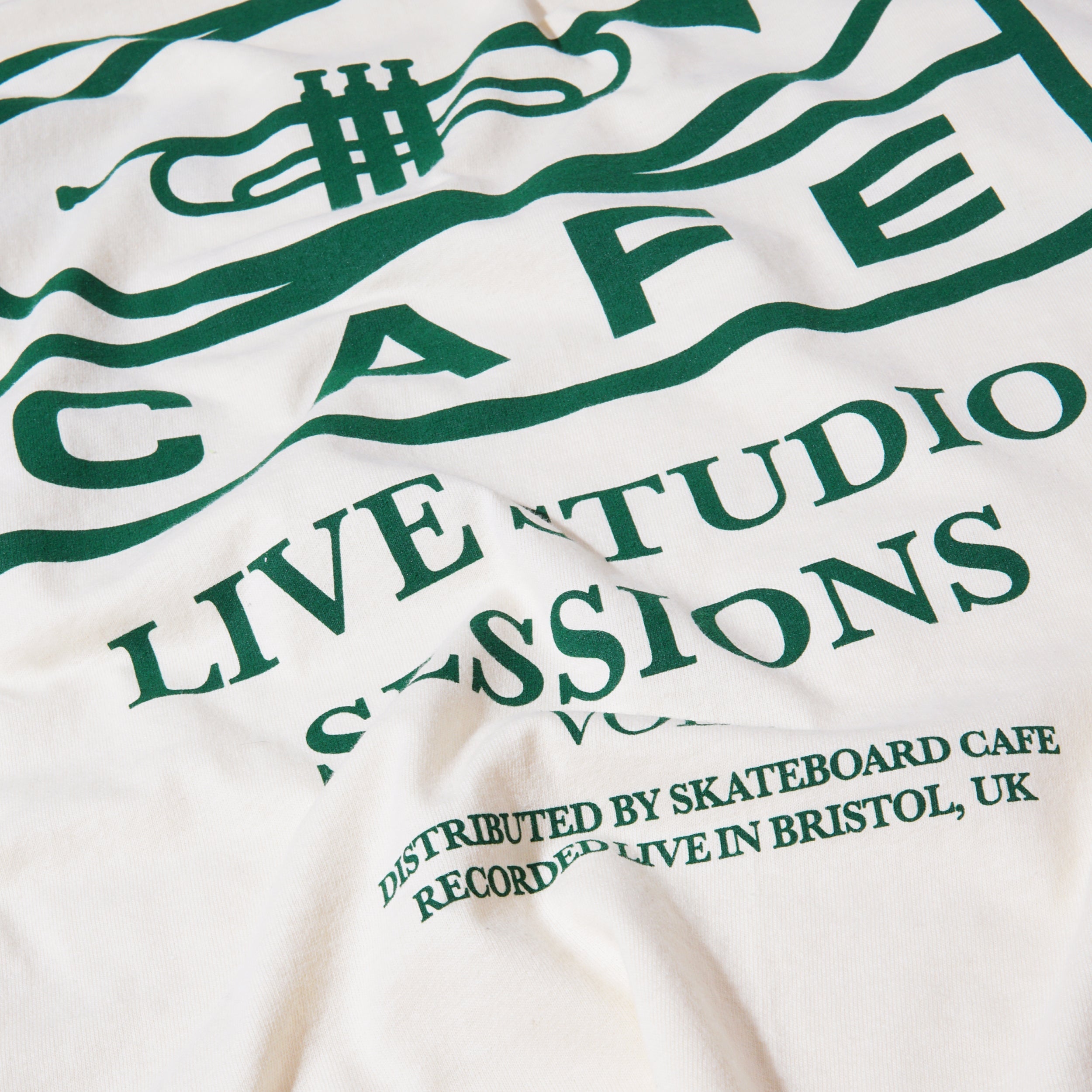 Skateboard Cafe 45 T-Shirt Cream / Forest Green