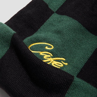 Skateboard Cafe Check Fold Beanie Forest Green / Black / Gold