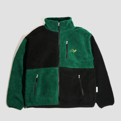 Skateboard Cafe Check Full Zip Fleece Forest Green / Black / Gold