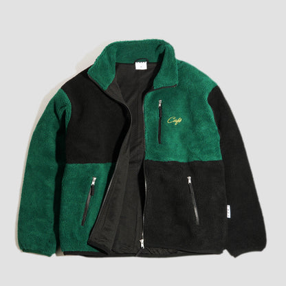 Skateboard Cafe Check Full Zip Fleece Forest Green / Black / Gold