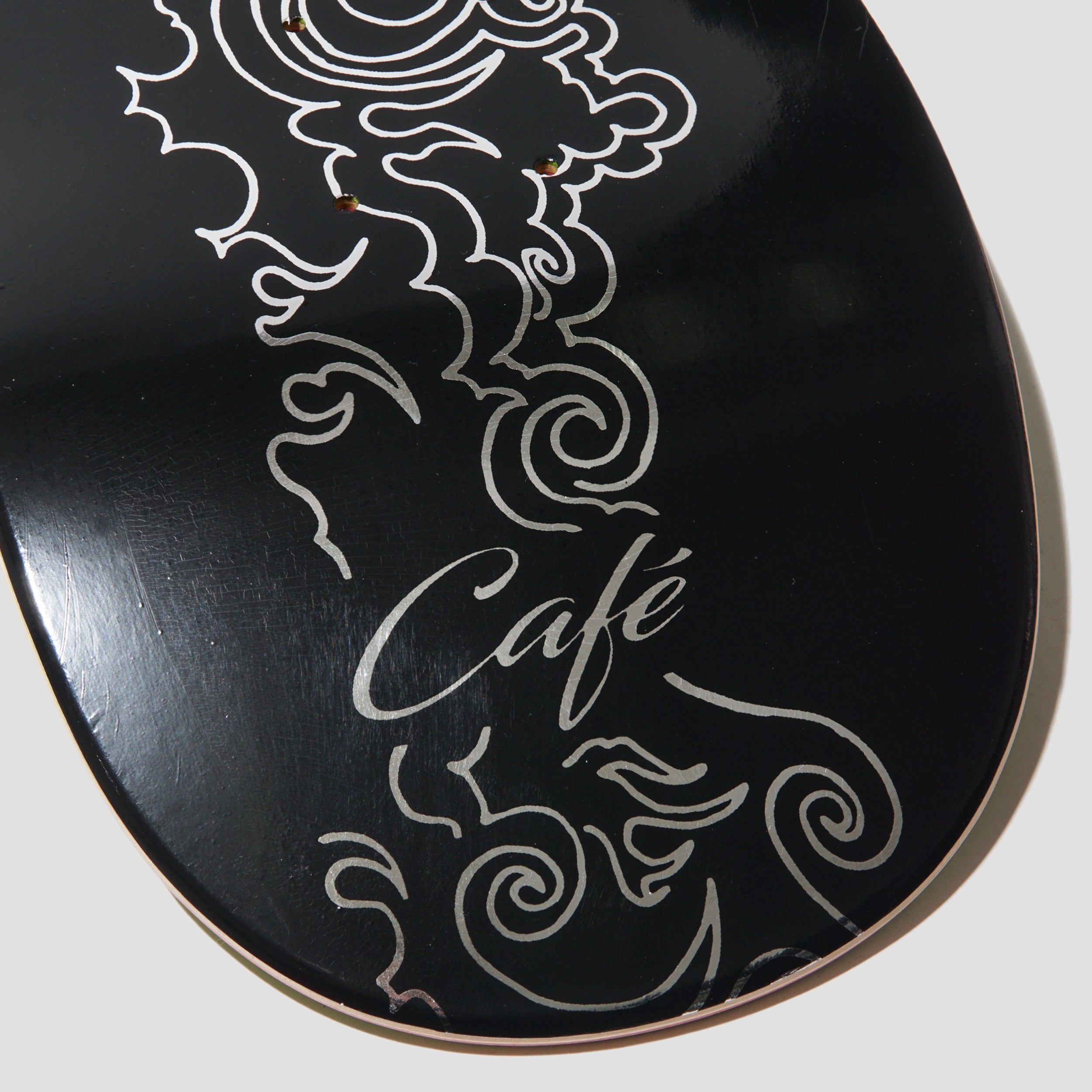 Skateboard Cafe 8.375 C2 Shape Clouds Skateboard Deck Black / Silver Foil