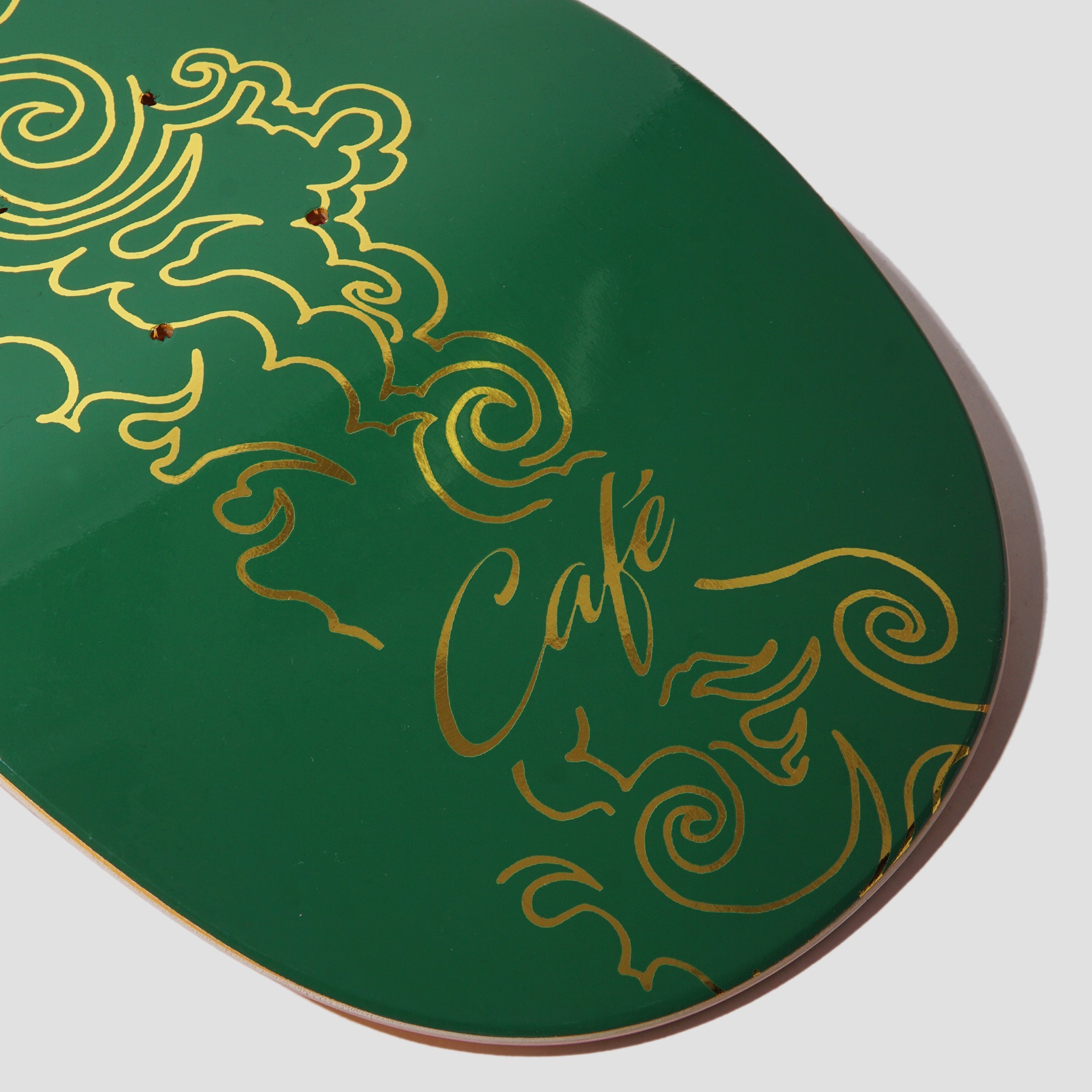 Skateboard Cafe 8.25 Clouds C2 Shape Skateboard Deck Forest Green / Gold Foil